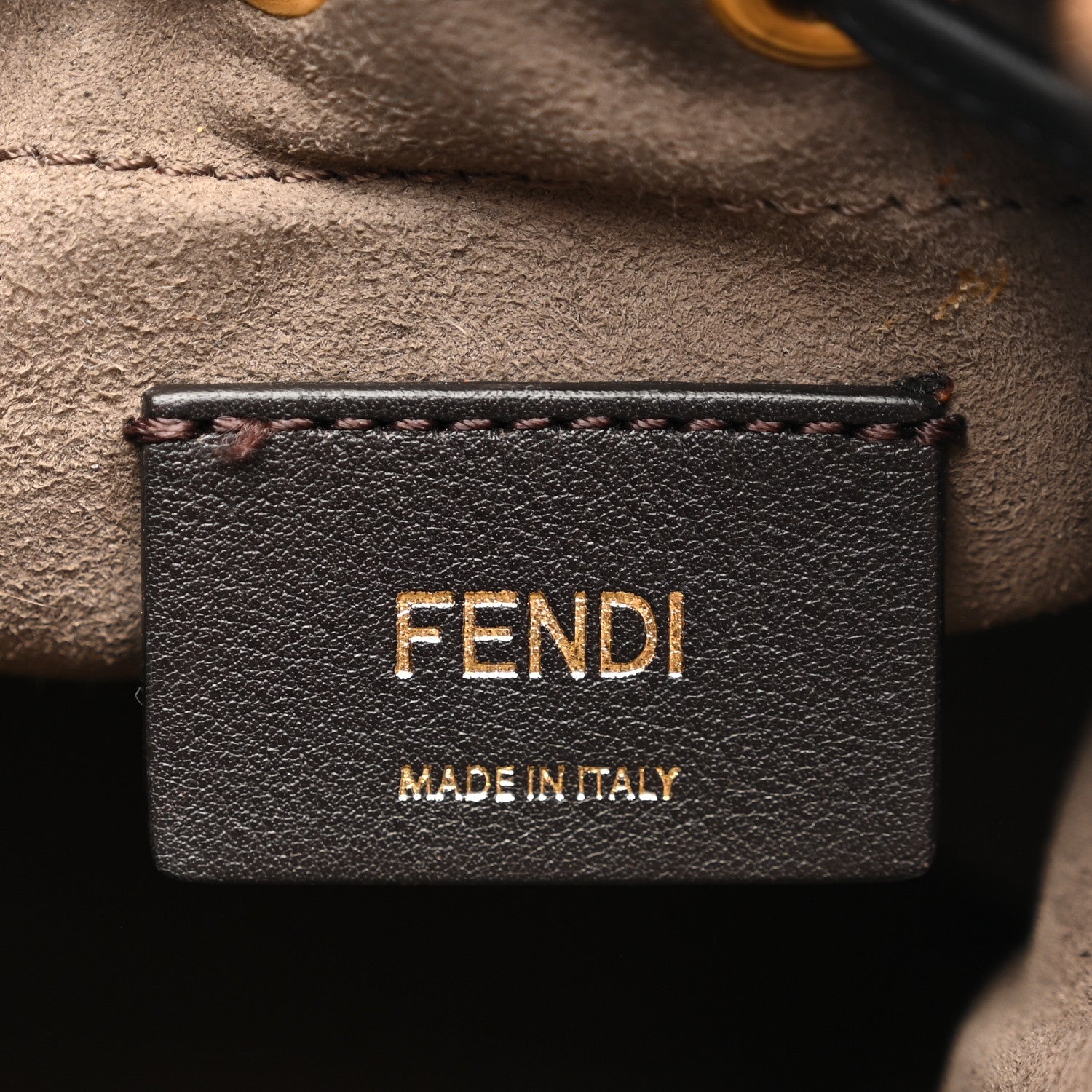 Shearling Vitello Dolce F is FNDI Macro FF 1974 Mini Mon Tresor Bucket Bag Tobacco Black