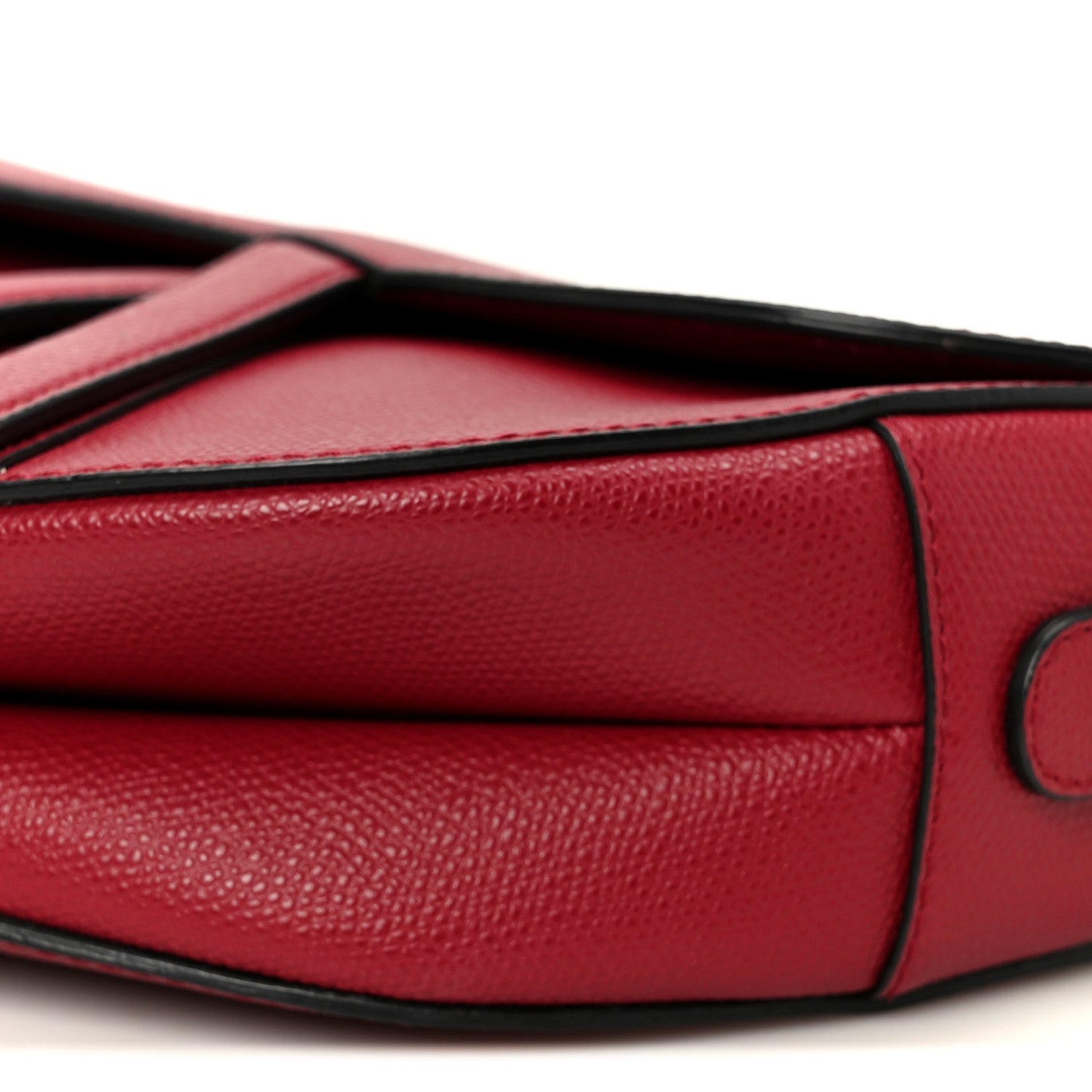 Grained Calfskin Saddle Bag Red