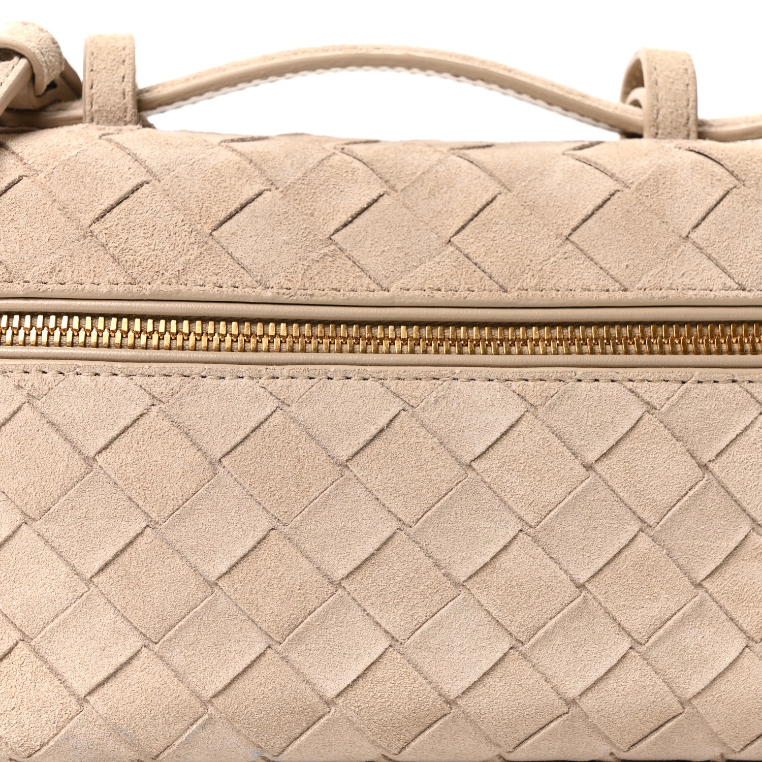 Suede Intrecciato Bang Bang Vanity Case Ecru