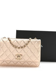 Metallic Lambskin Quilted Trendy CC Wallet On Chain WOC Gold