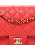 Caviar Quilted Medium Double Flap Red
