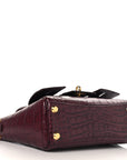 Calfskin Crocodile Embossed Mini Bel Air Carry All Bag Dark Burgundy