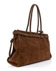 Suede Large Bonnie Shoulder Bag Cacao