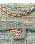 Tweed Quilted Medium Double Flap Blue Multicolor