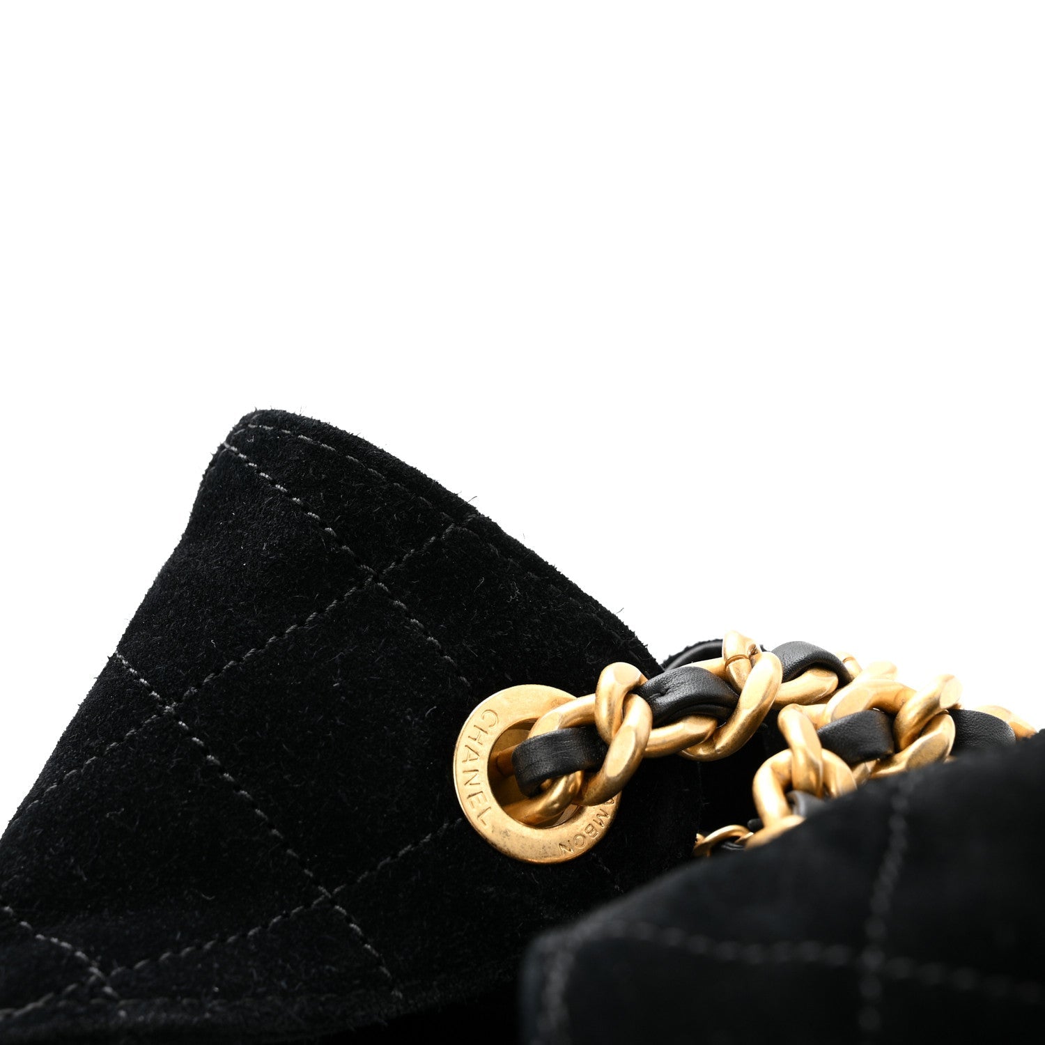 Suede Quilted Small CHNL 25 Handbag Black