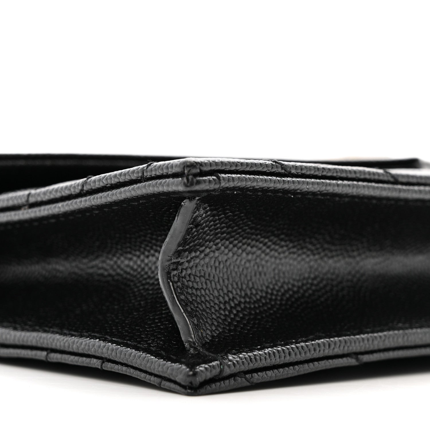 Grain De Poudre Matelasse Chevron Monogram Envelope Chain Wallet Black