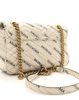 X BLNCG Calfskin Matelasse Logo Print Small GG Marmont Shoulder Bag White