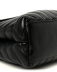 Calfskin Y Quilted Monogram Medium Loulou Chain Satchel Black