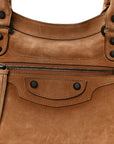 Waxed Suede Calfskin Classic Hardware Medium Le City Camel