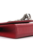 Calfskin Crocodile Embossed Small Classic Monogram Kate Tassel Satchel Red