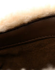 Shearling Suede Mini Le 5 A 7 Vertical Hobo Natural Beige Dark Cigar