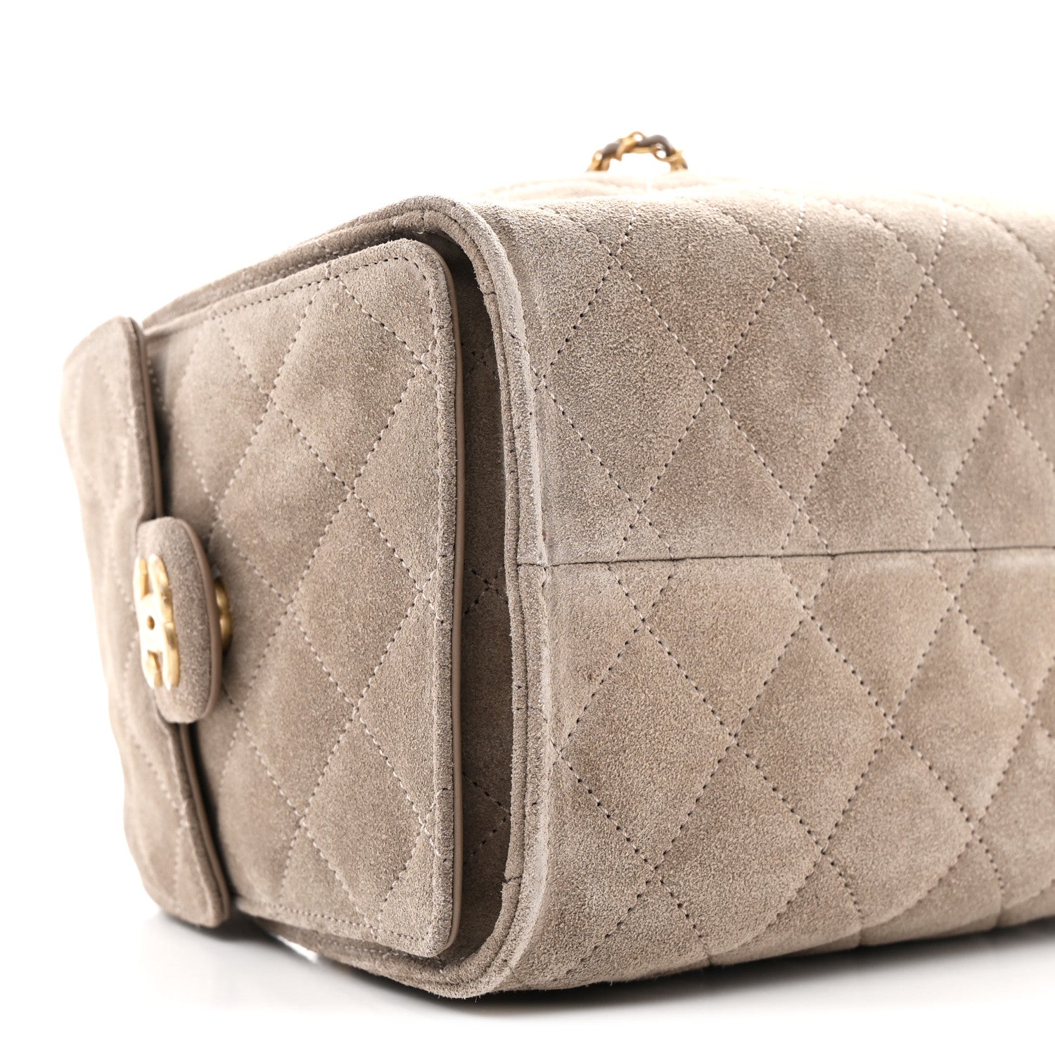 Suede Quilted Small CHNL 25 Handbag Dark Grey