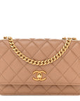 Calfskin Quilted Perfect Fit Wallet On Chain WOC Beige