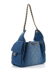 Washed Denim Quilted Small CHNL 25 Handbag Blue