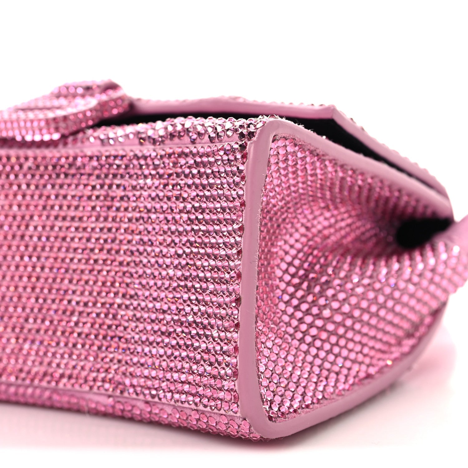 Strass Suede Hourglass Top Handle Bag XS Pink