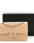 Caviar Quilted Small Double Flap Beige