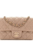 Braided Raffia Quilted Mini Rectangular Flap Dark Beige