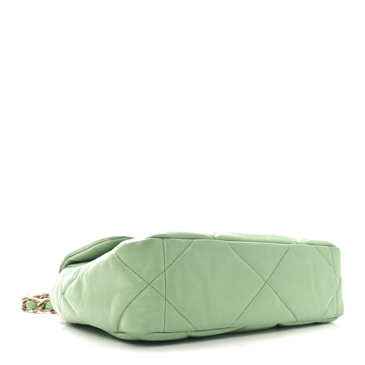 Goatskin Quilted Medium CHNL 19 Flap Light Green
