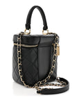 Lambskin Quilted Trendy Vanity Case Black