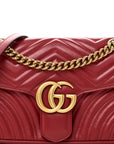 Calfskin Matelasse Small GG Marmont Shoulder Bag Hibiscus Red