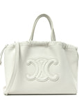 Calfskin Cuir Small Triomphe Cabas Drawstring White