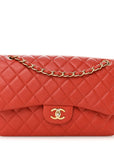 Pearly Caviar Quilted Jumbo Double Flap Orange