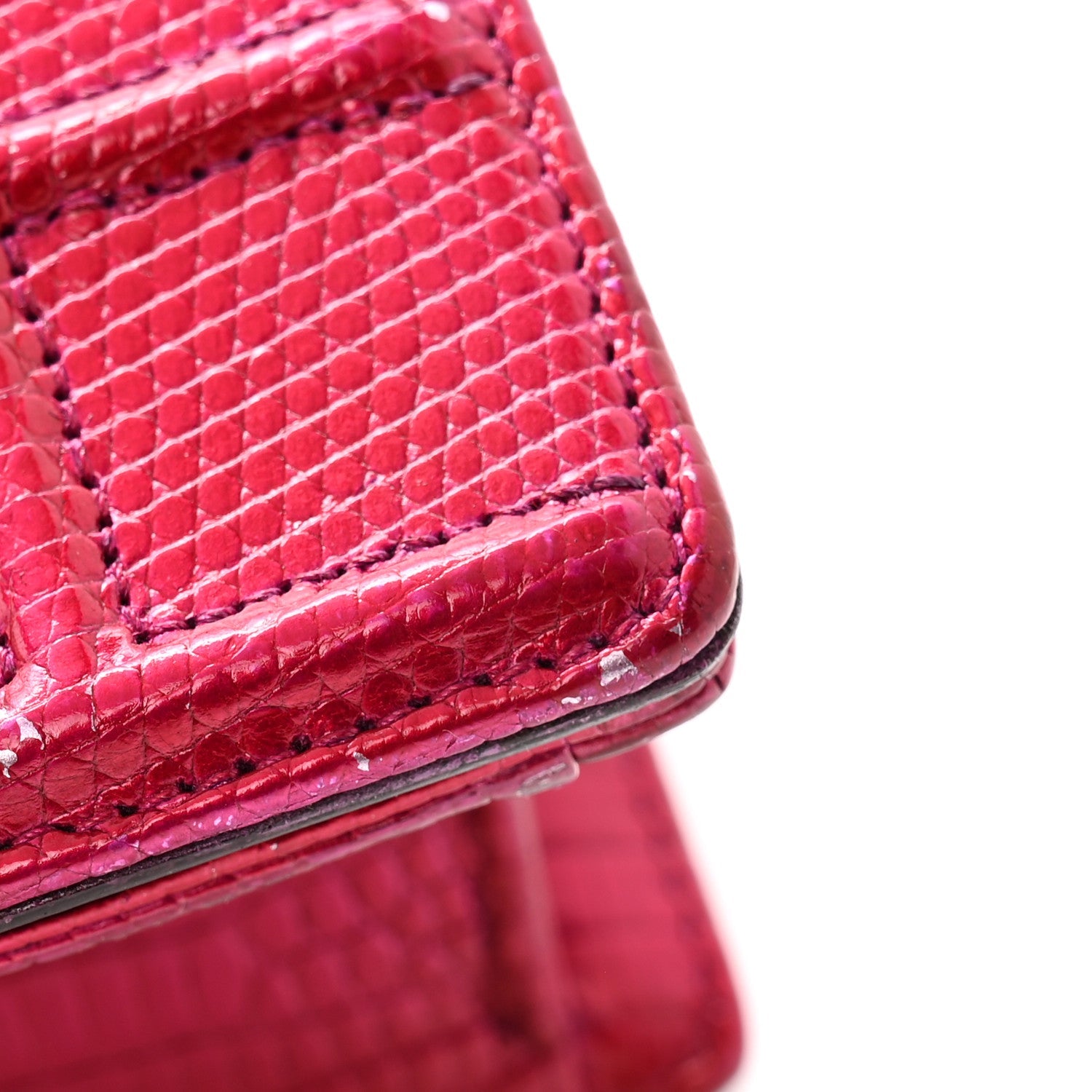 Metallic Lizard Small D1ORama Flap Bag Fuchsia