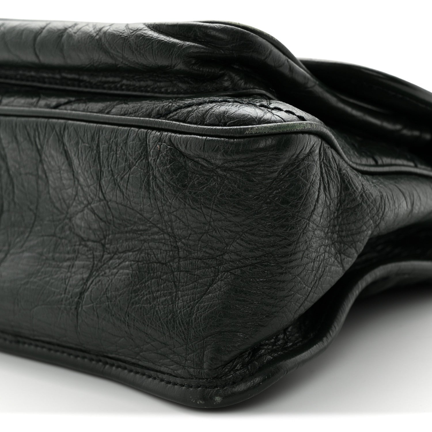 Crinkled Lambskin Matelasse Monogram Medium Niki Chain Satchel Dark Green