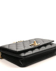 Caviar Quilted Camellia Wallet On Chain WOC Black