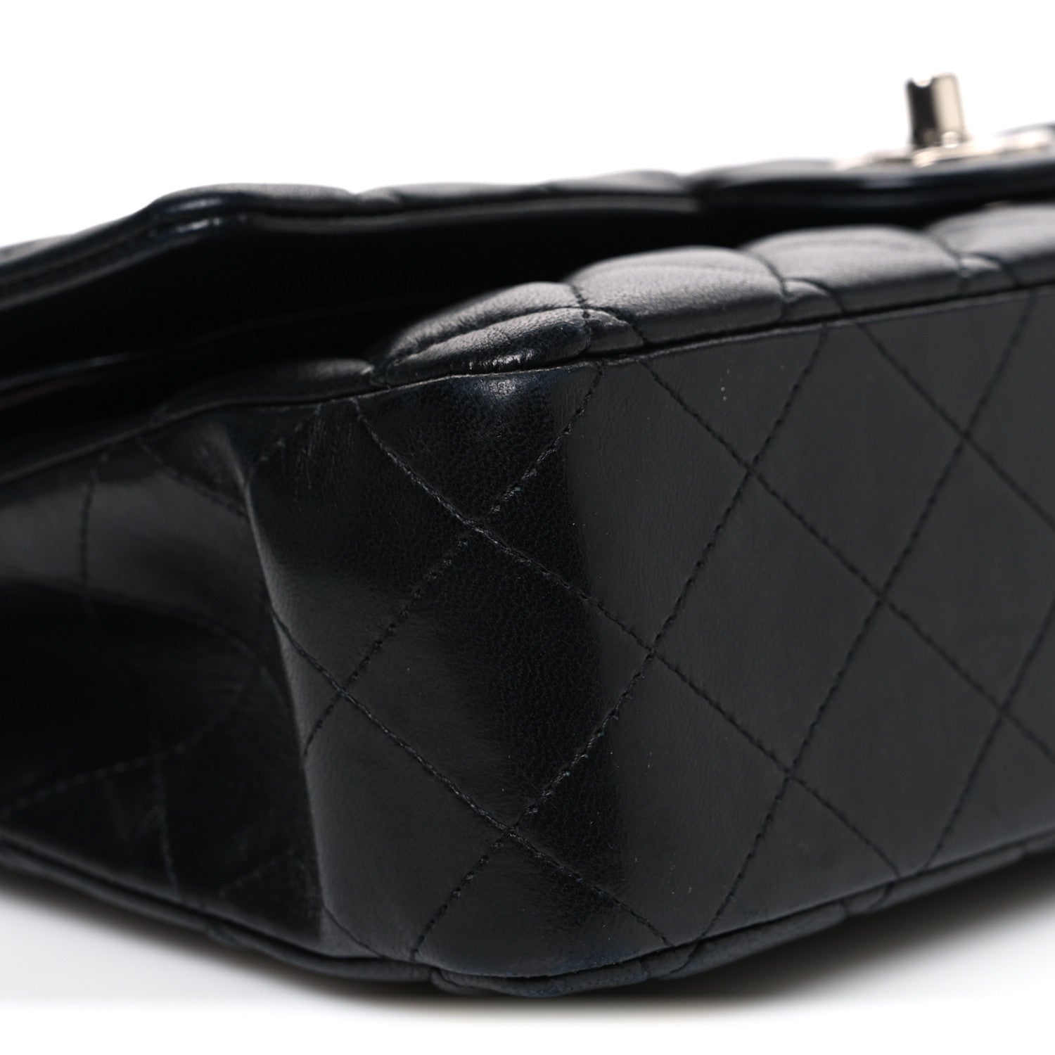 Lambskin Quilted Medium Double Flap Black