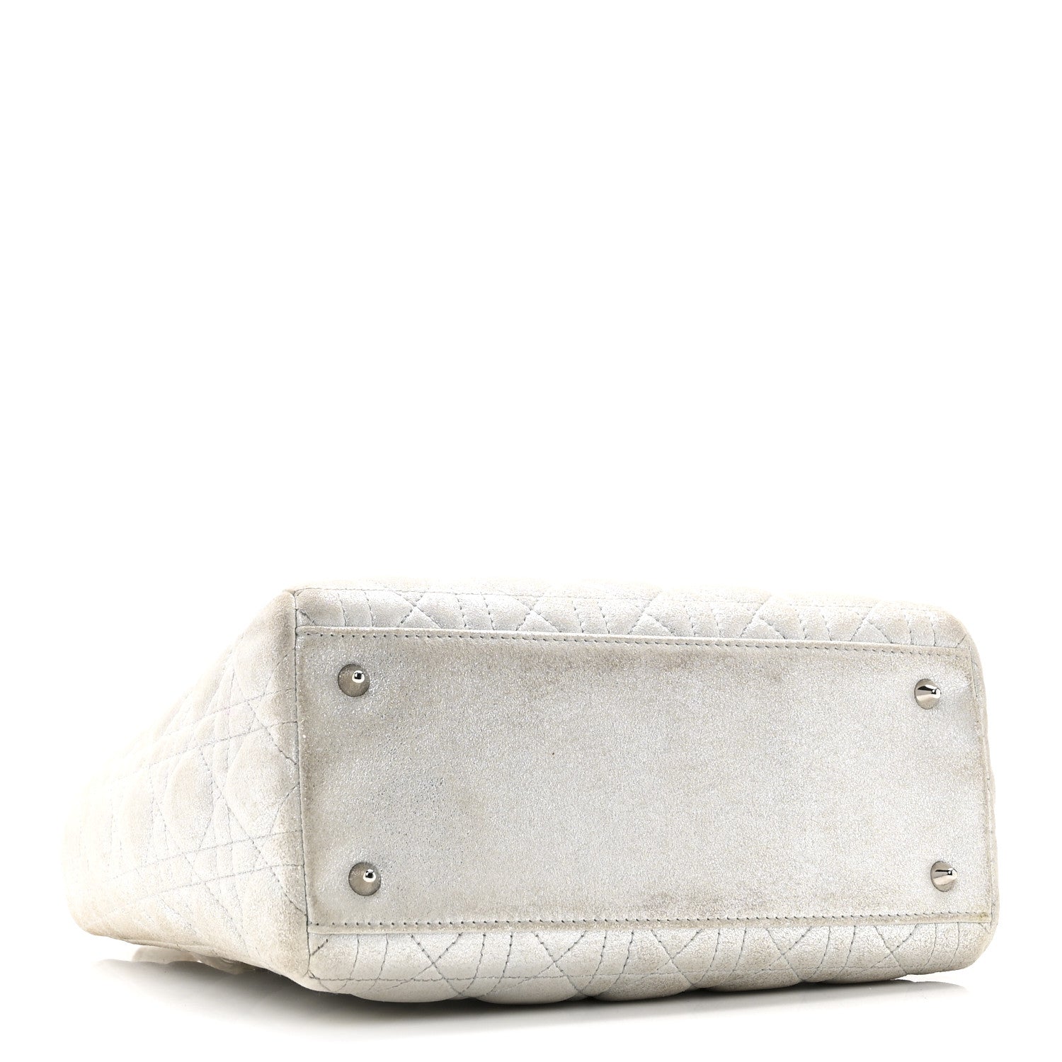 Metallic Nubuck Cannage Medium Lady D1OR Silver