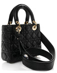 Lambskin Cannage Small Lucky Badges My Lady D1OR Black