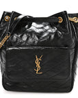 Crinkled Calfskin Matelasse Monogram Niki Multipocket Shopping Tote Black