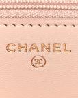 Lambskin Quilted Trendy CC Wallet On Chain WOC Light Beige
