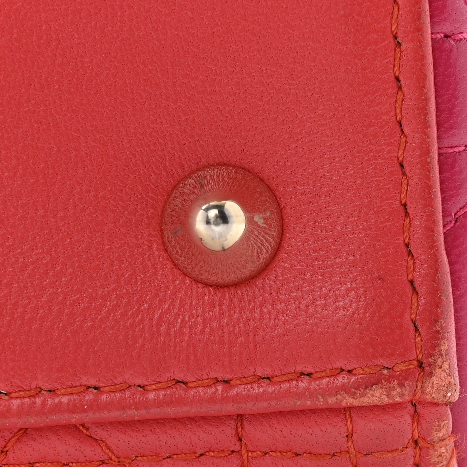 Lambskin Cannage Medium Bi-Color Lady D1OR Orange Fuchsia