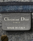 Oblique Embroidered Saddle Bag Denim Blue