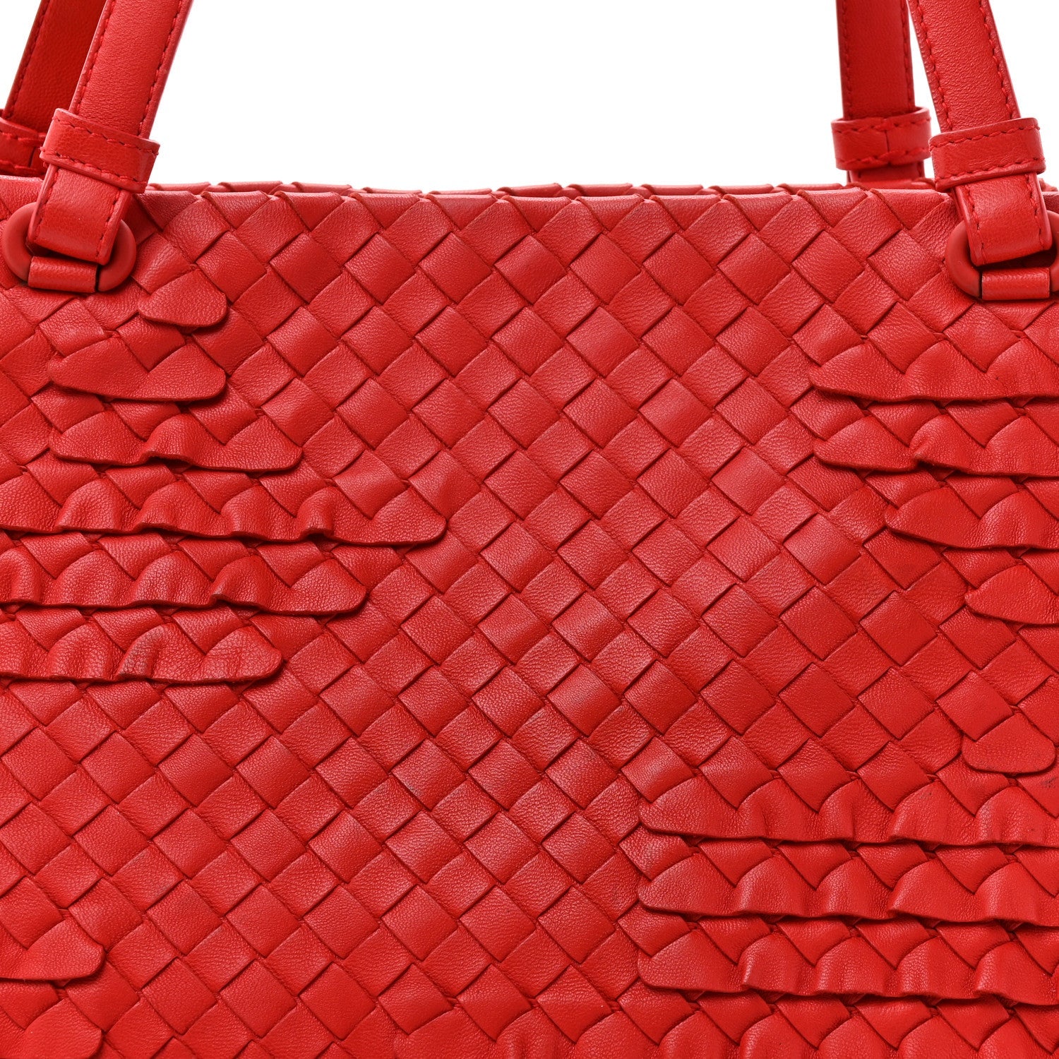 Nappa Intrecciato Ruffle Tote Red