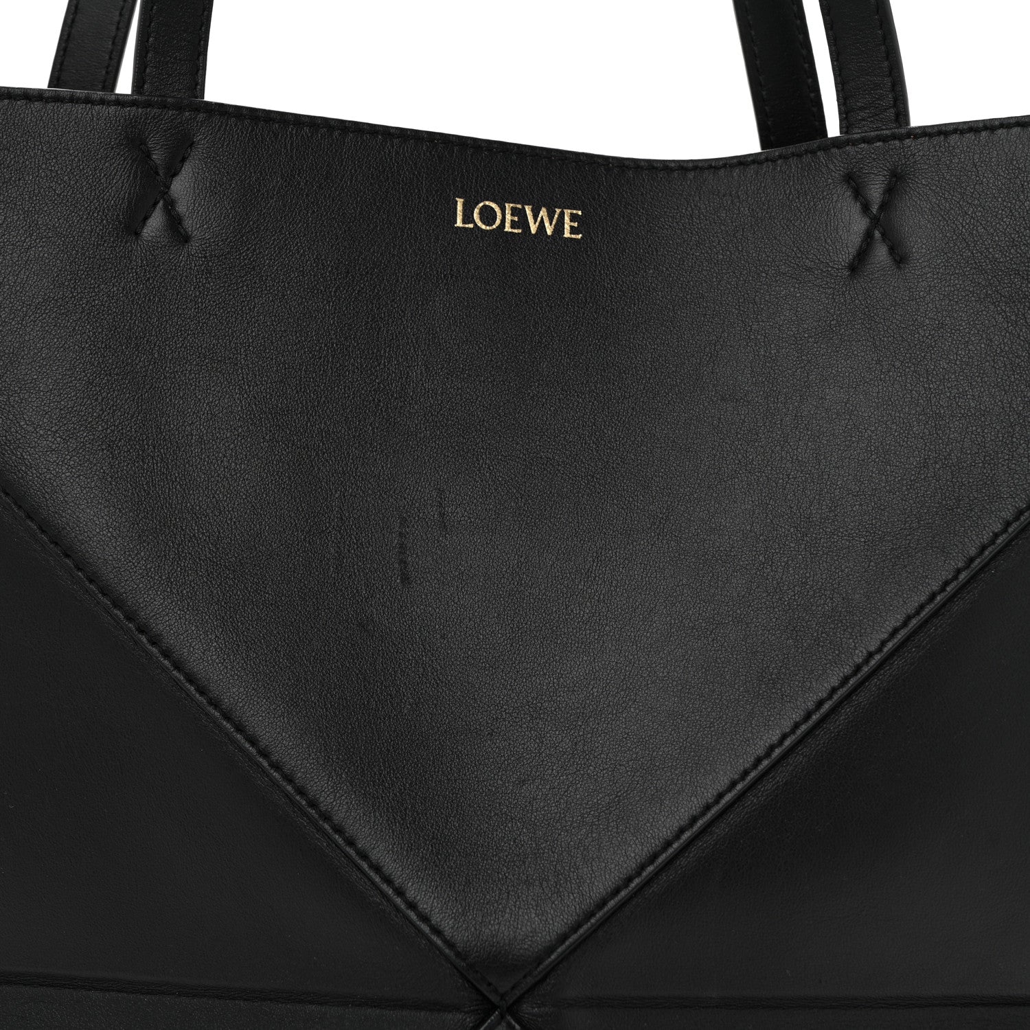 Shiny Calfskin Medium Puzzle Fold Tote Black