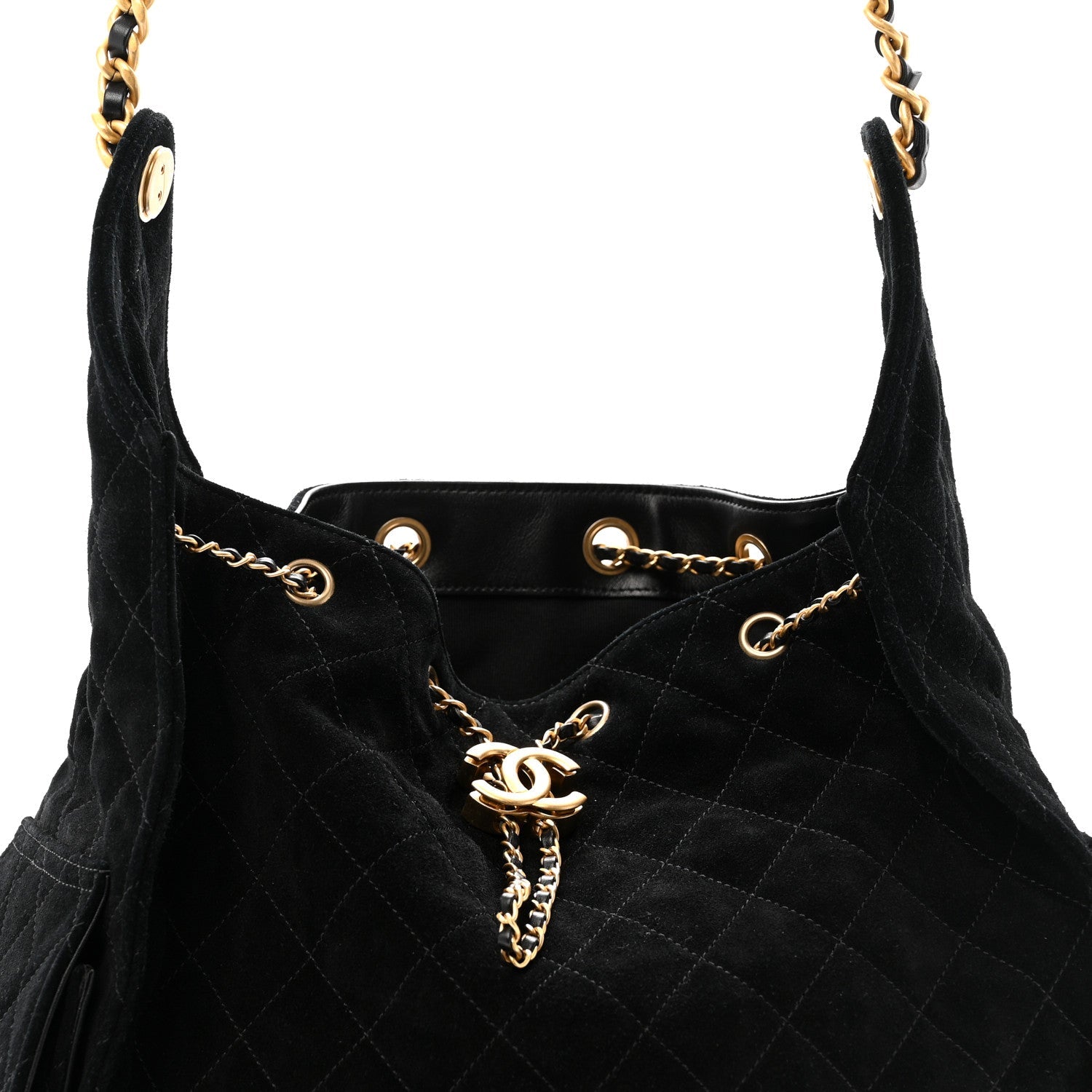 Suede Quilted Medium CHNL 25 Handbag Black
