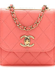 Lambskin Quilted Mini Trendy CC Clutch With Chain Coral Pink