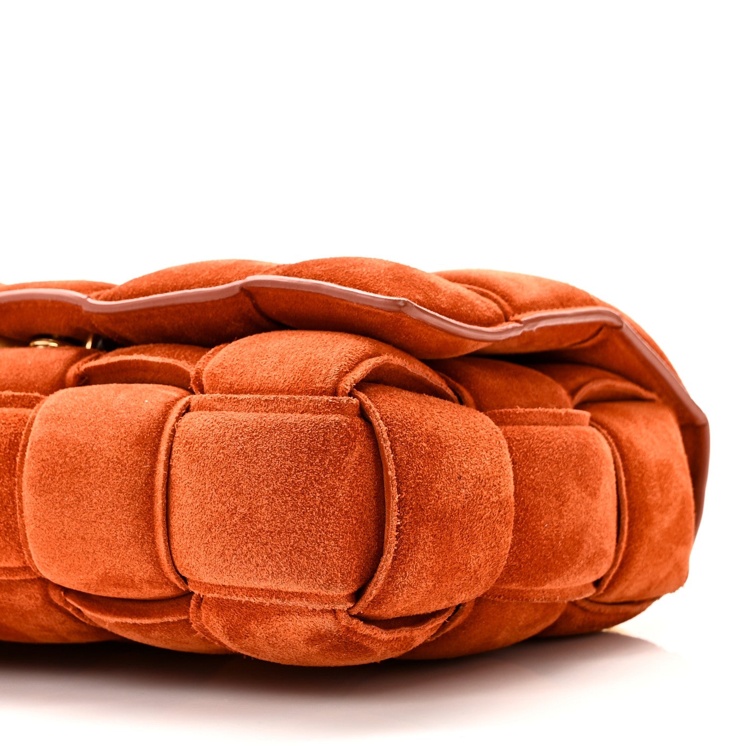 Suede Maxi Intrecciato Padded Chain Cassette Crossbody Bag Maple
