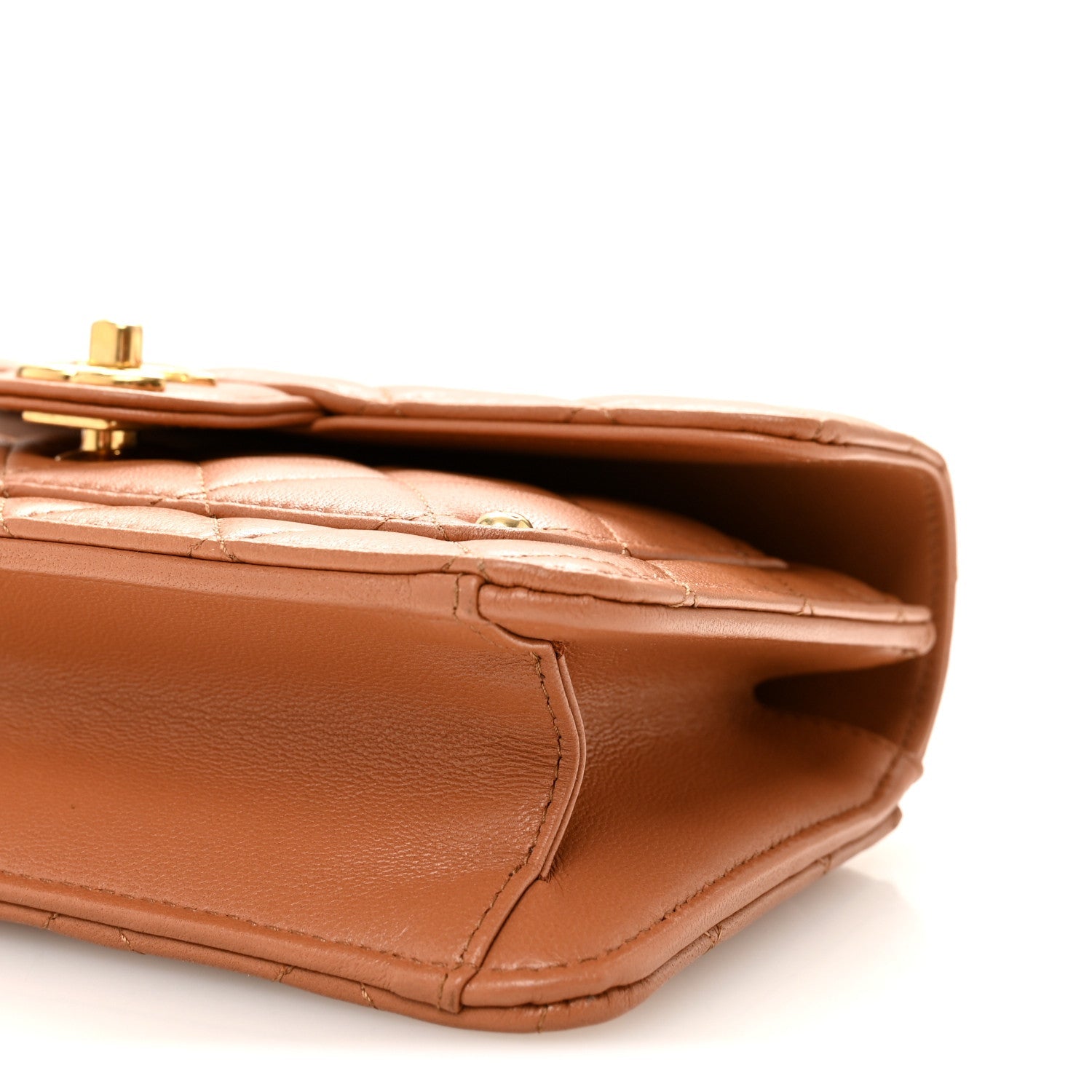 Lambskin Quilted Preppy Satchel Wallet On Chain WOC Brown