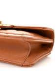 Lambskin Quilted Preppy Satchel Wallet On Chain WOC Brown