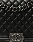 Calfskin Quilted Medium Boy Flap Black