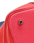 Taurillon Clemence Casaque Picotin Lock 22 MM Rouge De Coeur Rose Extreme Bleu Zanzibar