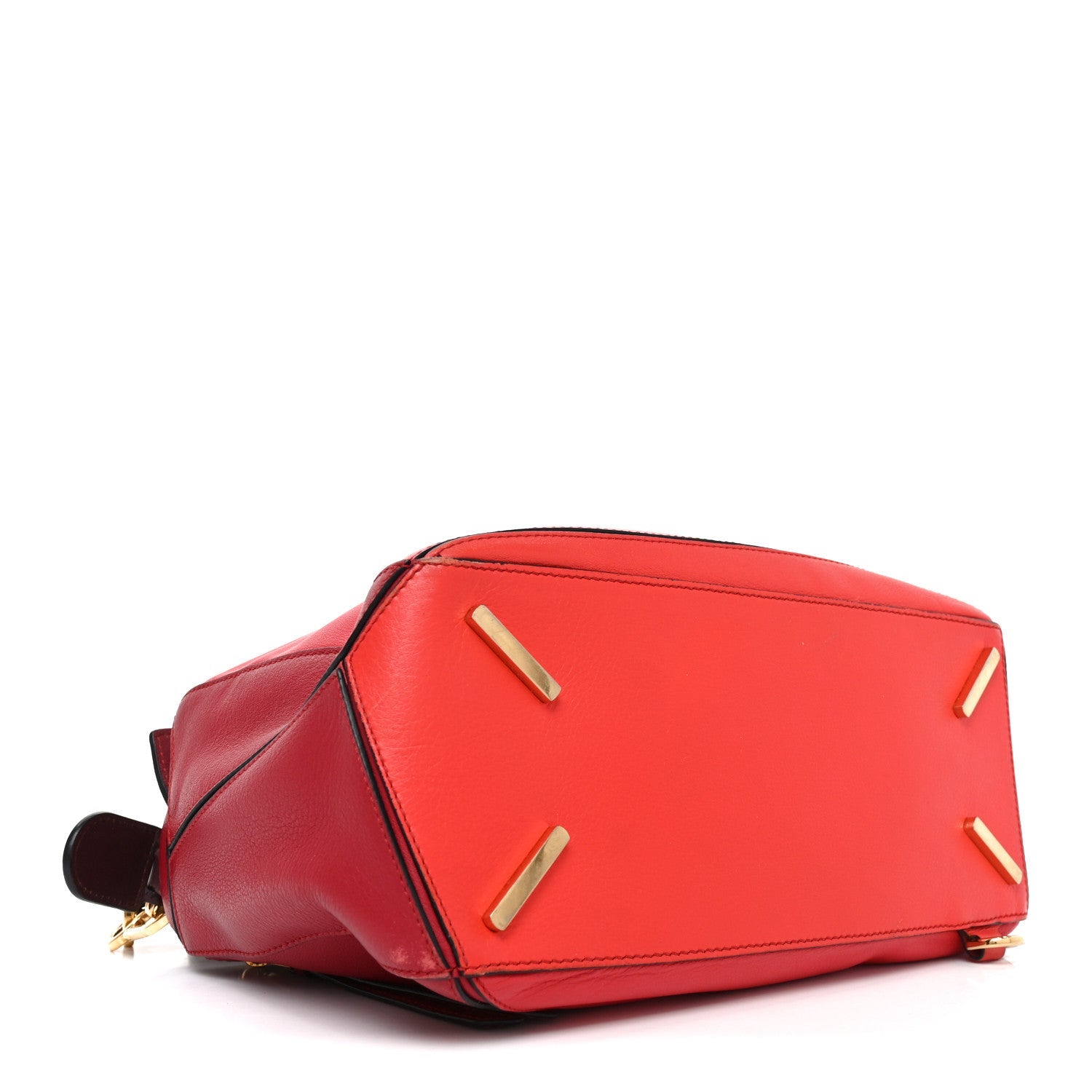 Calfskin Colorblock Medium Puzzle Bag Red