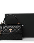 Lambskin Quilted Small Trendy CC Dual Handle Flap Bag Black