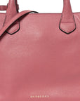Grainy Calfskin House Check Medium Banner Tote Mauve Pink