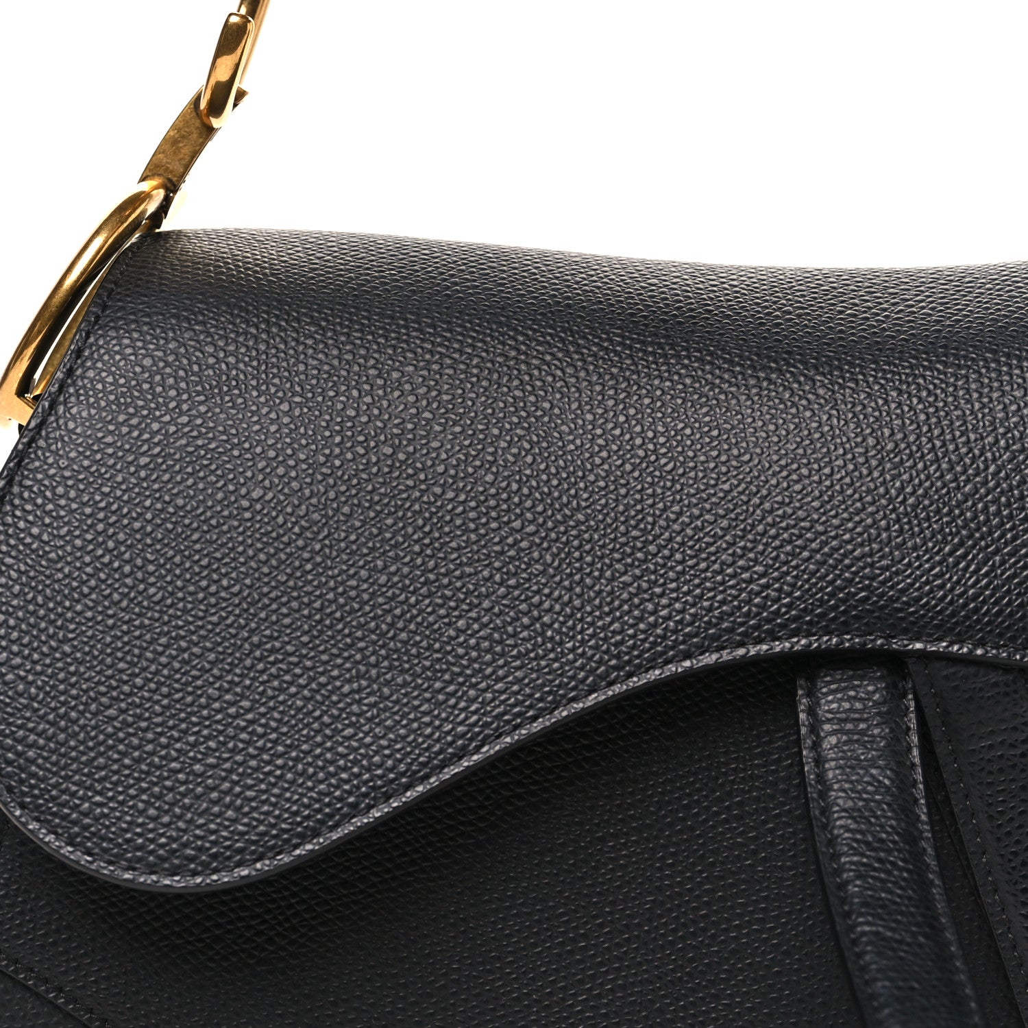Grained Calfskin Saddle Bag Black