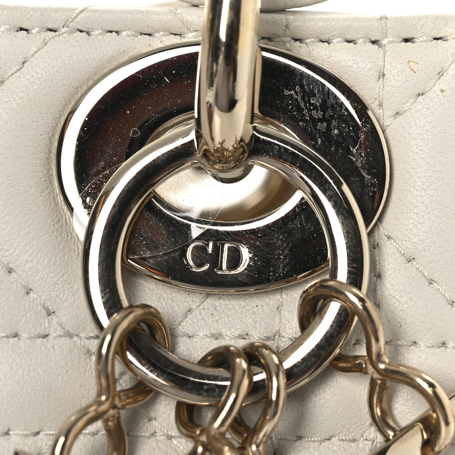 Lambskin Cannage Mini Lady D1OR White